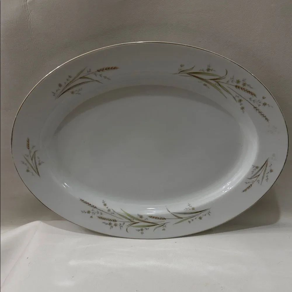 Golden Harvest Japan Fine China White  Gold Floral Oval Serving Platter 14X10.5